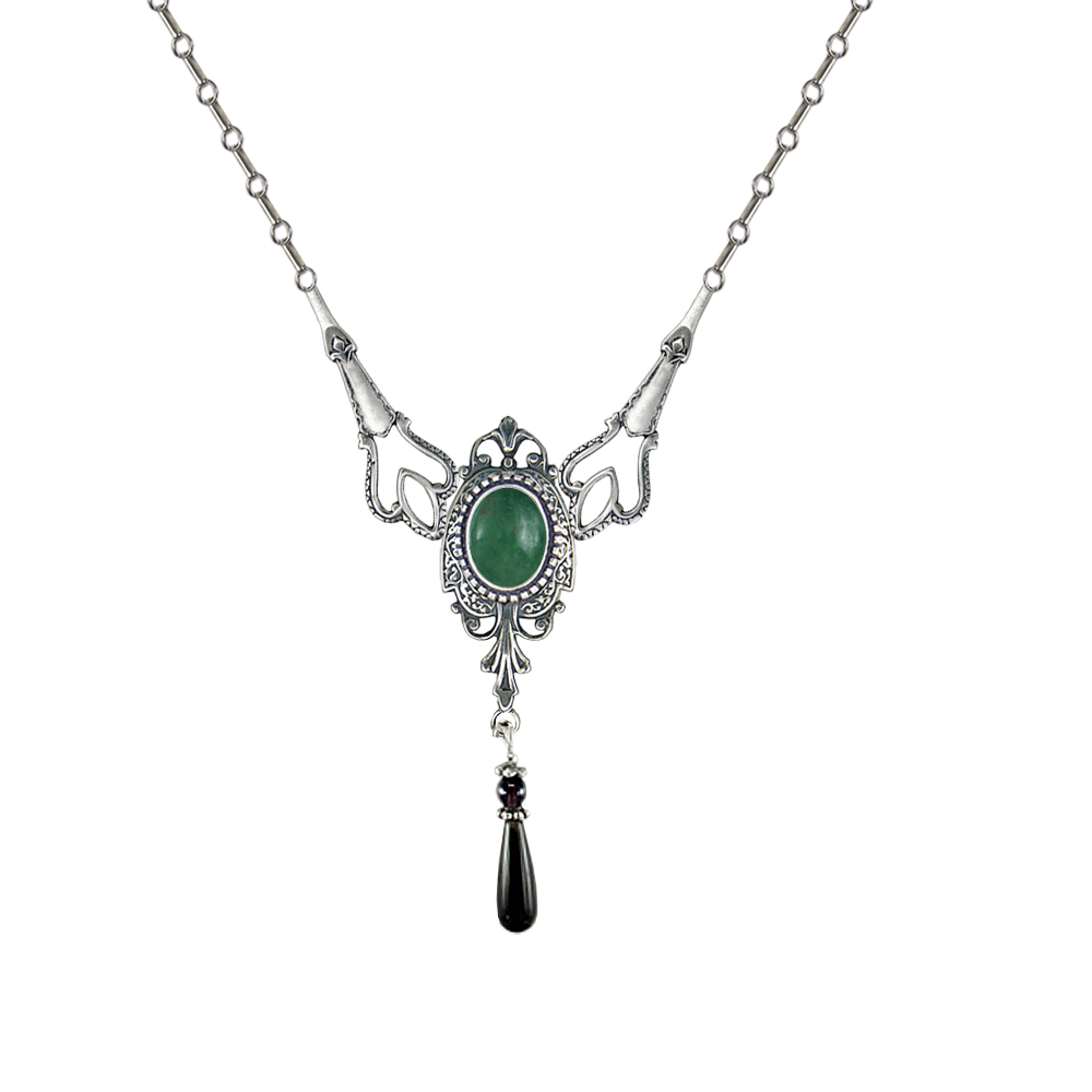 Sterling Silver Victorian Necklace With Jade